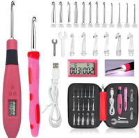 Counting Crochet hook Kit with 18 Different Size Interchangeable Crochet Needle, Light Up Crochet Hooks for Stitch &