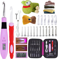 Counting Crochet hook Kit with 18 Different Size Interchangeable Crochet Needle, Light Up Crochet Hooks for Stitch &